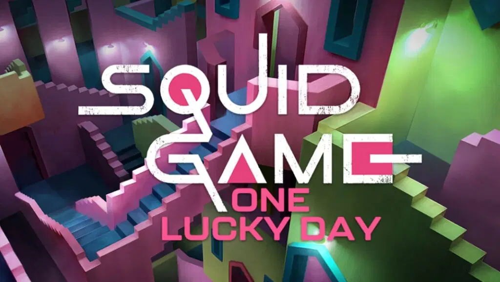 Imagem do slot Squid Game: One Lucky Day com temática inspirada na série, mostrando símbolos de jogo e elementos de sobrevivência.